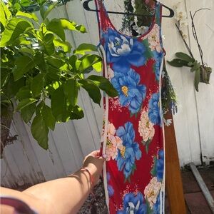 ADIDAS Floral Sleeveless Maxi Dress